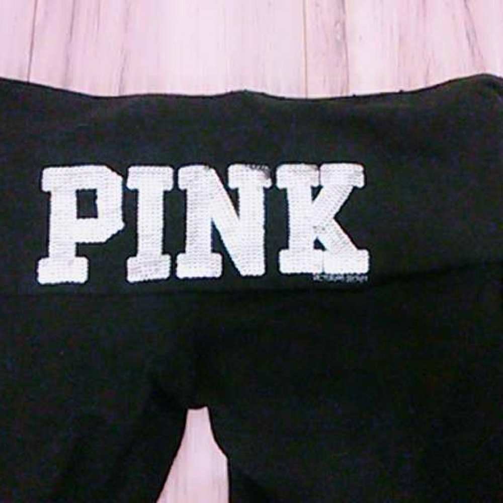 EUC ,PINK vs full length black, bling leggings